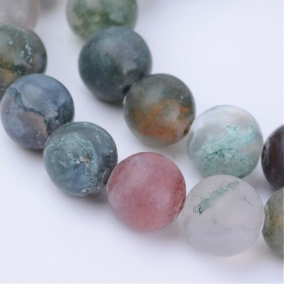 6-6.5MM Frosted Indian Agate Beads-ONE Gemstone Bead Strand-Jewelry Making NWT - Picture 1 of 2
